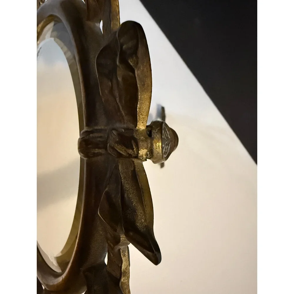 ANTIQUE Bradley Hubbard CAST IRON TRUMPET music horn ART Vanity DESK MIRROR